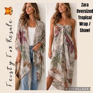 Zara Oversized Tropical Wrap / Shawl